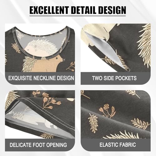 ALAZA Hedgehog Lovely Stylish Pajamas Set Short Sleeve Cotton Sleepwear Summer Pjs 2 Piece 5-14Y4