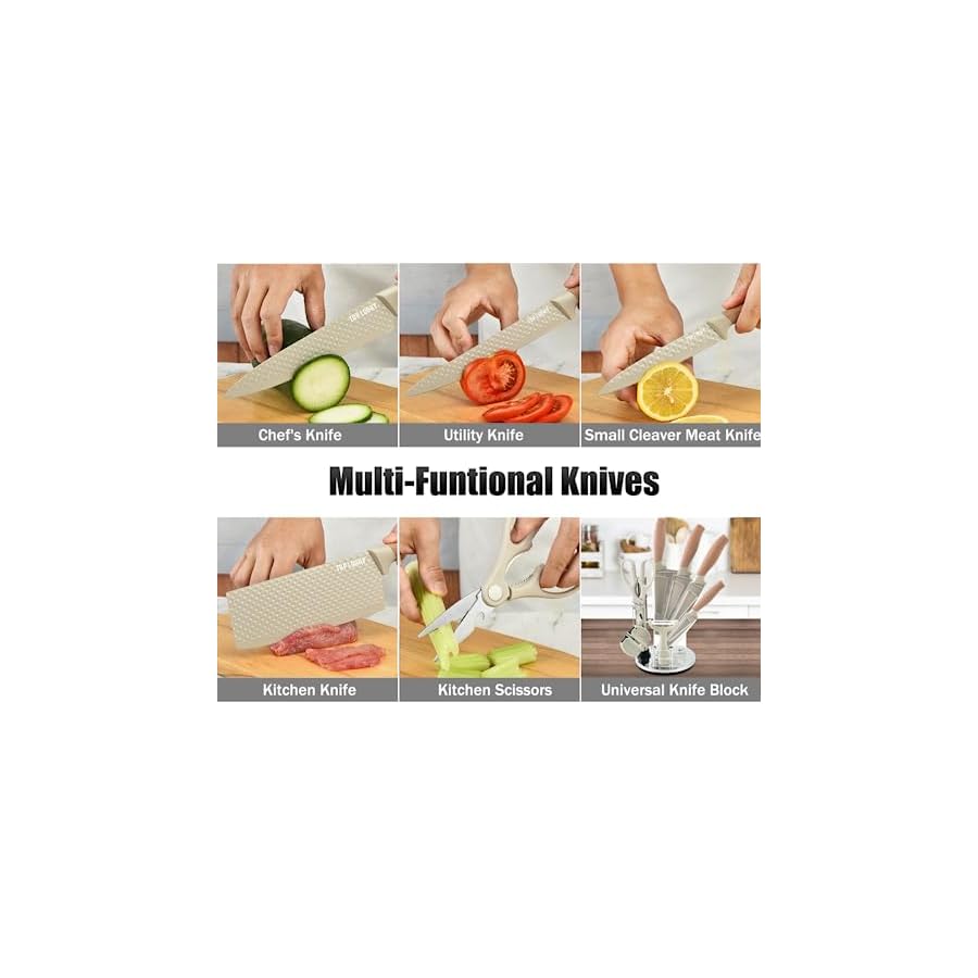 Kitchen-Knife-Set-Wiztoynia-8-Piece-Khaki-Super-Sharp-Knife-Set-with-Acrylic-Block-for-Small-Kitchen-Anti-Rust-Non-stick-Stainless-Steel-Cooking-Chef-Knife-Set-with-Shapener-Space-Saving-Khaki Kitchen Knife Set, Wiztoynia 8-Piece Khaki Super Sharp Knife Set with Acrylic Block for Small Kitchen, Anti-Rust Non-stick Stainless Steel Cooking Chef Knife Set with Shapener, Space Saving (Khaki)