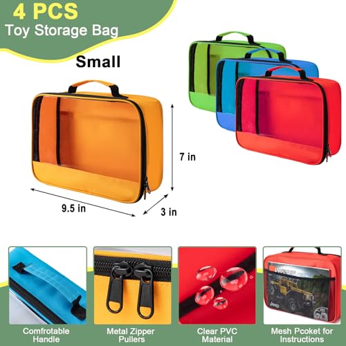 Image of 4 PCS Toys Storage Bag, Classic Bricks Building Set Storage Bag, Travel Case for Building Toys, Puzzles, Small Size
