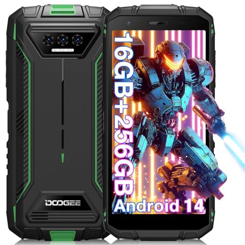 DOOGEE S41 Max Telephone Portable Incassable 16GB+256GB(TF 1TB) Android 14, Octa Core 6300mAh Smartphone Incassable, IP68 Étanche 5.5” HD+ /13MP+8MP/NFC/4G Double SIM/OTG/GPS, Vert