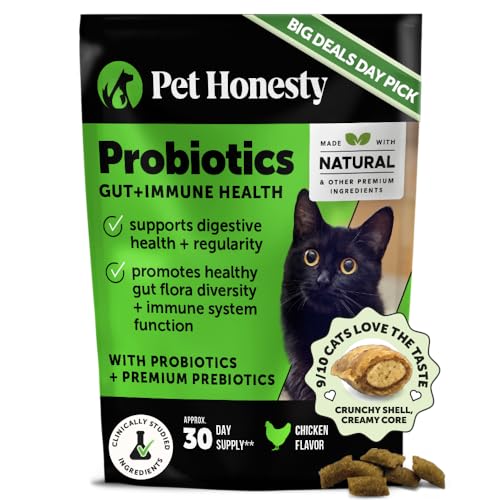 Cat Probiotics Gut + Immune Health Crunchy & Creamy Chews - Digestive Health, Supports Gut Health, Immunity, Healthy Digestion + Cat Constipation Relief - Chicken 30-Day Supply