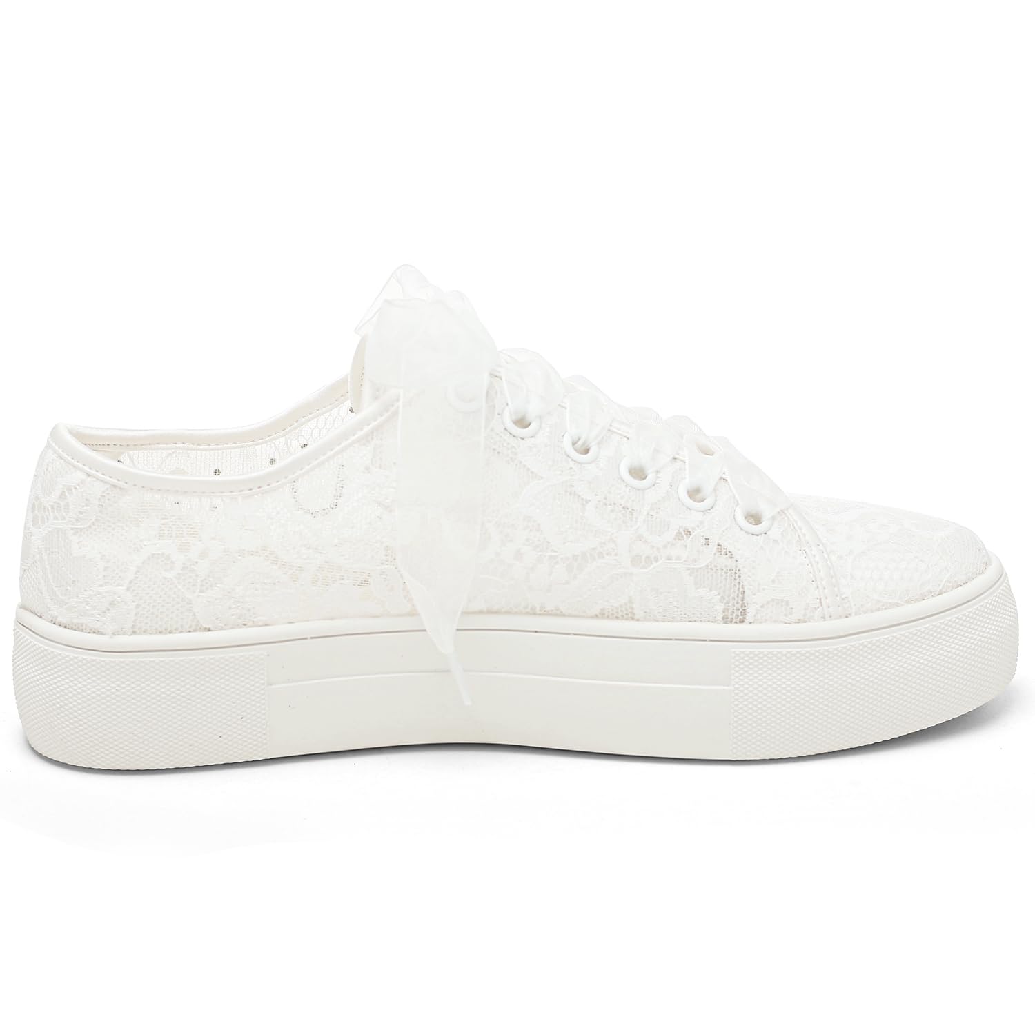 Elivandon 9996 Scarpe da Sposa Pizzo Sneakers da Sposa 3,7cm Piattaforma Sposa Scarpe da Tennis Sparkling Strass Sneakers da Sposa