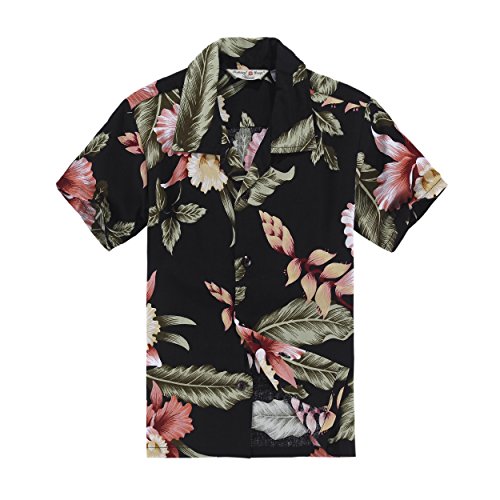 Boy Hawaiian Shirt and Shorts Cabana Set in Black Rafelsia Size 6