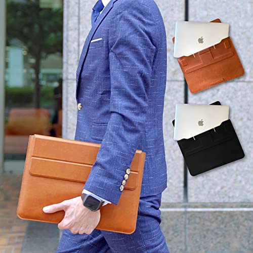 BZGLAM レザー Macbook Air/MacBook Pro 対応 13インチ 専用ケース パソコンケース スタンド 収納ケース 薄型 耐衝撃 保護 磁石設計 軽量 ノートパソコン スリーブケース ケース 13inch / MacBookAir13 2018-2020 / MacBookPro13 2016-2020対応
