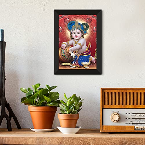 Image of PAPER PLANE DESIGN Religious Baby Krishna Poster for Pregnant Women Bal Roop Kanha Kanhaiya (A4 FRAMED)