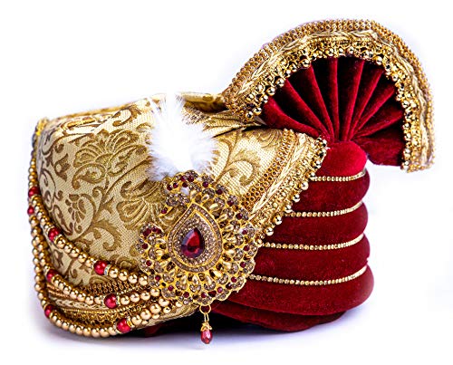 Groom Marriage Ethnic Pagdi Maroon 