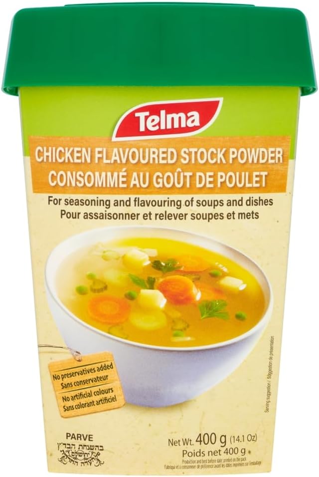 Telma Stock Powder 400g- Perfect for Chicken Soup, Casseroles, Sauces, Gravies and More- Authentic Savoury Bone Broth Taste- Kosher Certified Chicken Powder Soup Mix