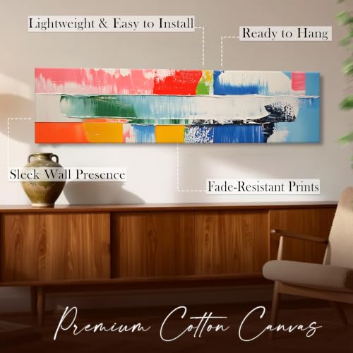 Image of Large Stretched Canvas Painting, Panel Wall Painting Creative Abstract Colors Canvas Luxury Paintings for Home Decoration, Living room, Bedroom and Office Decor (Pink, 12x46 Inch)
