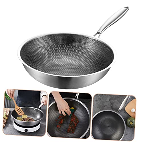 Wok de acero inoxidable con mango antideslizante miniatura 3