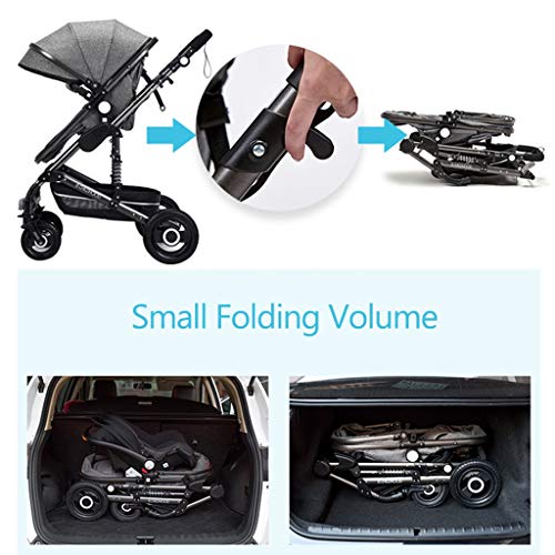 Babykinderwagen 3 in 1, kinderwagen kinderwagen, kinderwagen, kinderwagen, opvouwbare kinderwagen met verstelbare luifel… - Afbeelding 5