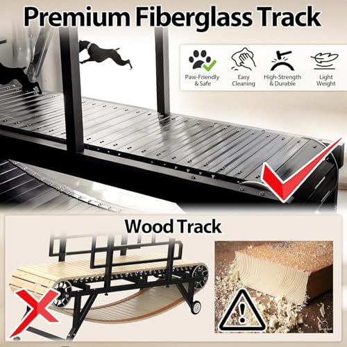 Image of Dog Treadmill, HotFeed Dog Slat Mill for Medium Dogs, Doggy Treadmill with Brake & Plastic Track, Dog Pacer Treadmill to Keep Active and Fit, Up to 300LBS