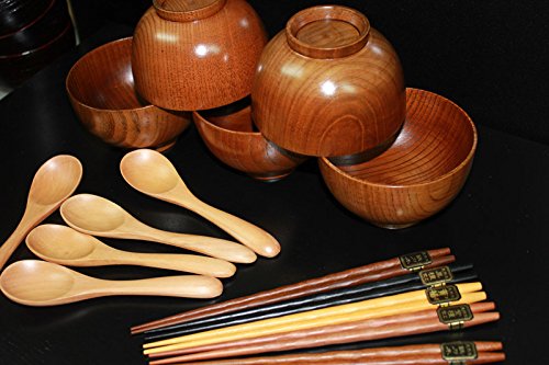 木製 汁椀 夫婦椀 箸 5セット Amazon｜工房 百の手 木製 汁椀 5客セット + 箸5膳セット スプーン 5本