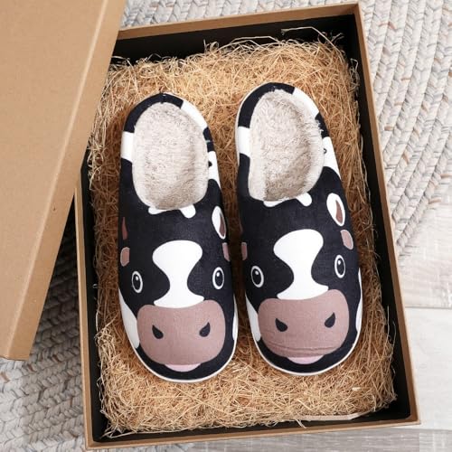 Cute Cow Slippers for Women & Men - Cozy Fluffy Close Toe House Shoes, Ultra Soft Durable Indoor Bedroom Slides, Kawaii Animals Christmas Gifts for Couples & Parents2