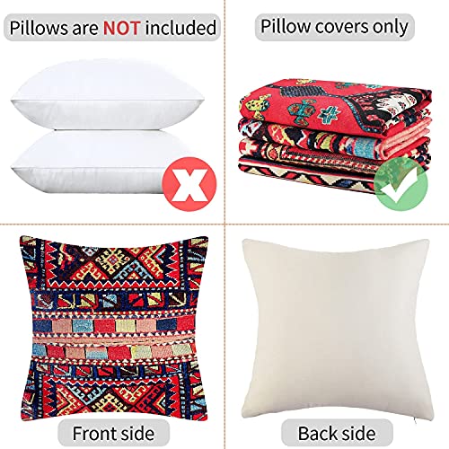 4er Set Dekorative Kissenbezüge 40 x 40 cm Stammes-Abstraktes Rot Orientalisch Kissenbezug Persischer Teppich Muster… – Bild 7