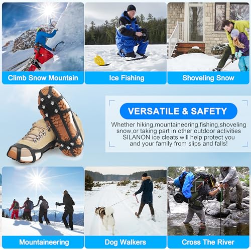 Ice Snow Cleats for Shoes and Boots,Snow Walk Traction Cleats Crampons Non-Slip 9 Point Cleats Ice Snow Grippers Overshoe for Women Men Kids Walking on Snow & Ice