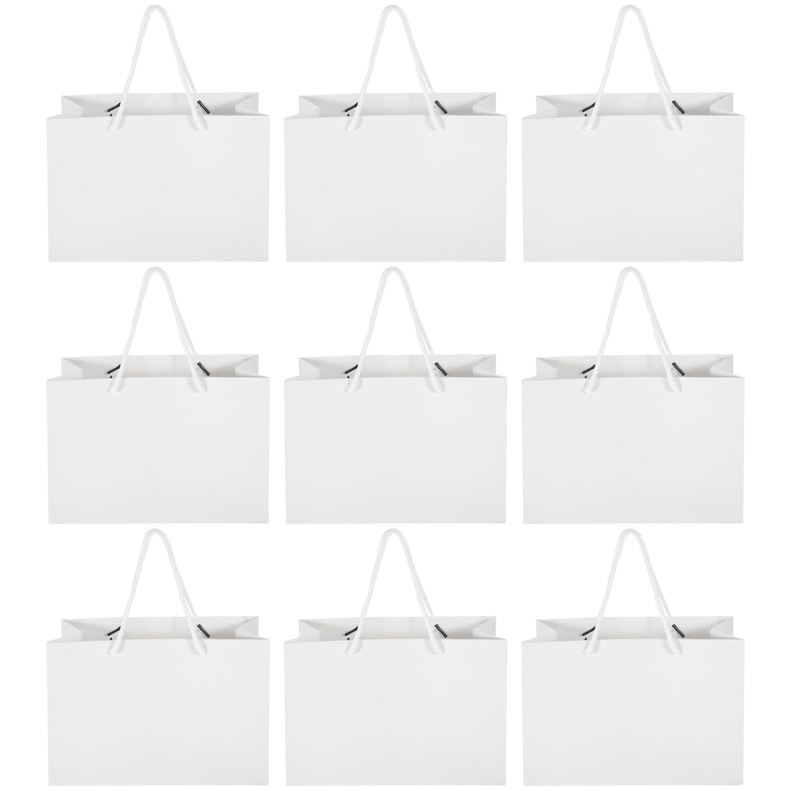 OFFSCH 20 Bolsas de Obsequio de Papel Blanco con Asa para Cumpleaños y Eventos Obsequios, Ligeras y Elegantes para Chocolates y Pequeños Artículos