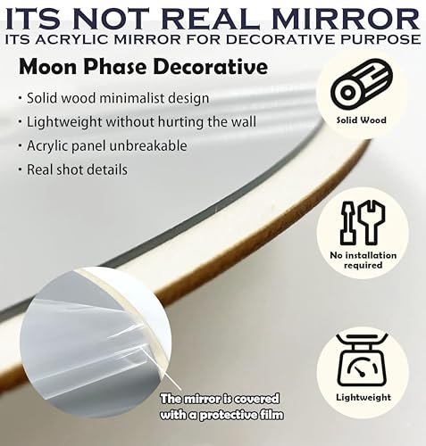 Image of 5 Pieces Moon Phase Acrylic Mirror Set for Wall Decoration, Home, Office, Restaurant, Bar (Black)