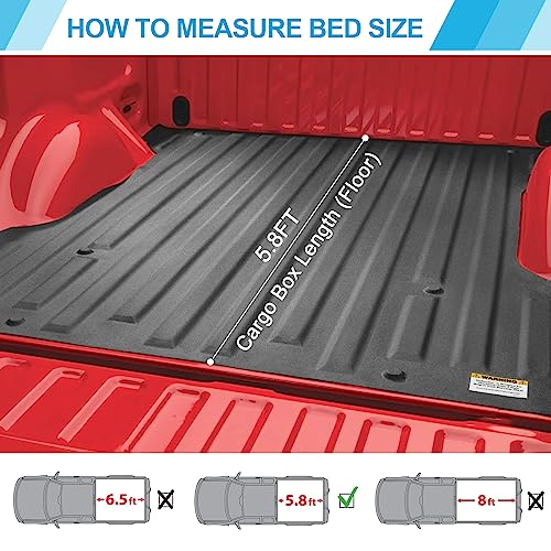 TEMOSNE 5.8FT / 69.9\" Upgrade Retractable Truck Bed Tonneau Cover with Lock & Drain Tube Compatible with 2014-2024 Chevrolet Silverado 1500 GMC Sierra 1500 - Thumbnail 6