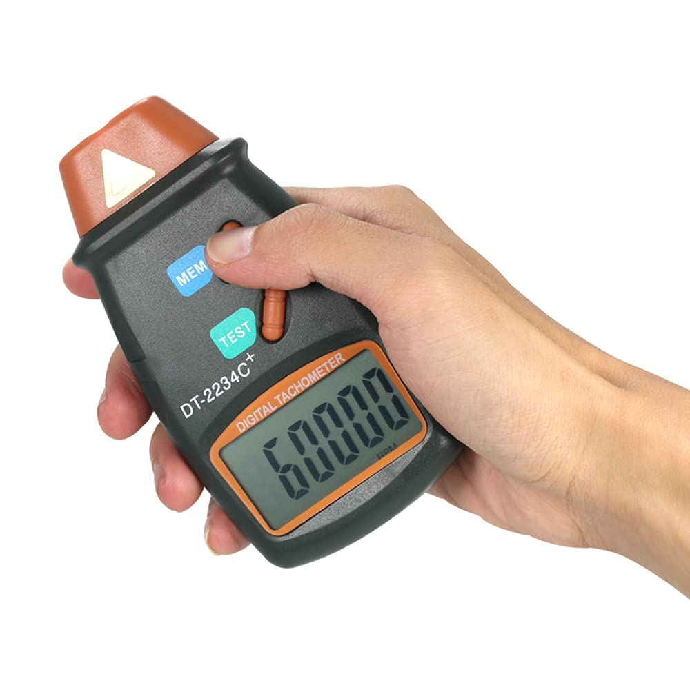 Compte-tours numérique portable - Tachymètre laser - Portée sans contact - 2,5 tr/min - 99,999 tr/min - Écran LCD - Compte-tours moteur avec 3 films réfléchissants