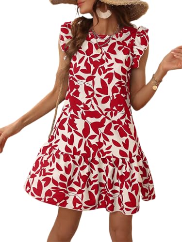 Image of SISKIN Women's 2025 Summer Beach Hobo Ruffle Trim Dresses Sleeveless Flowy Vocation Sun Dress Outfit Woman