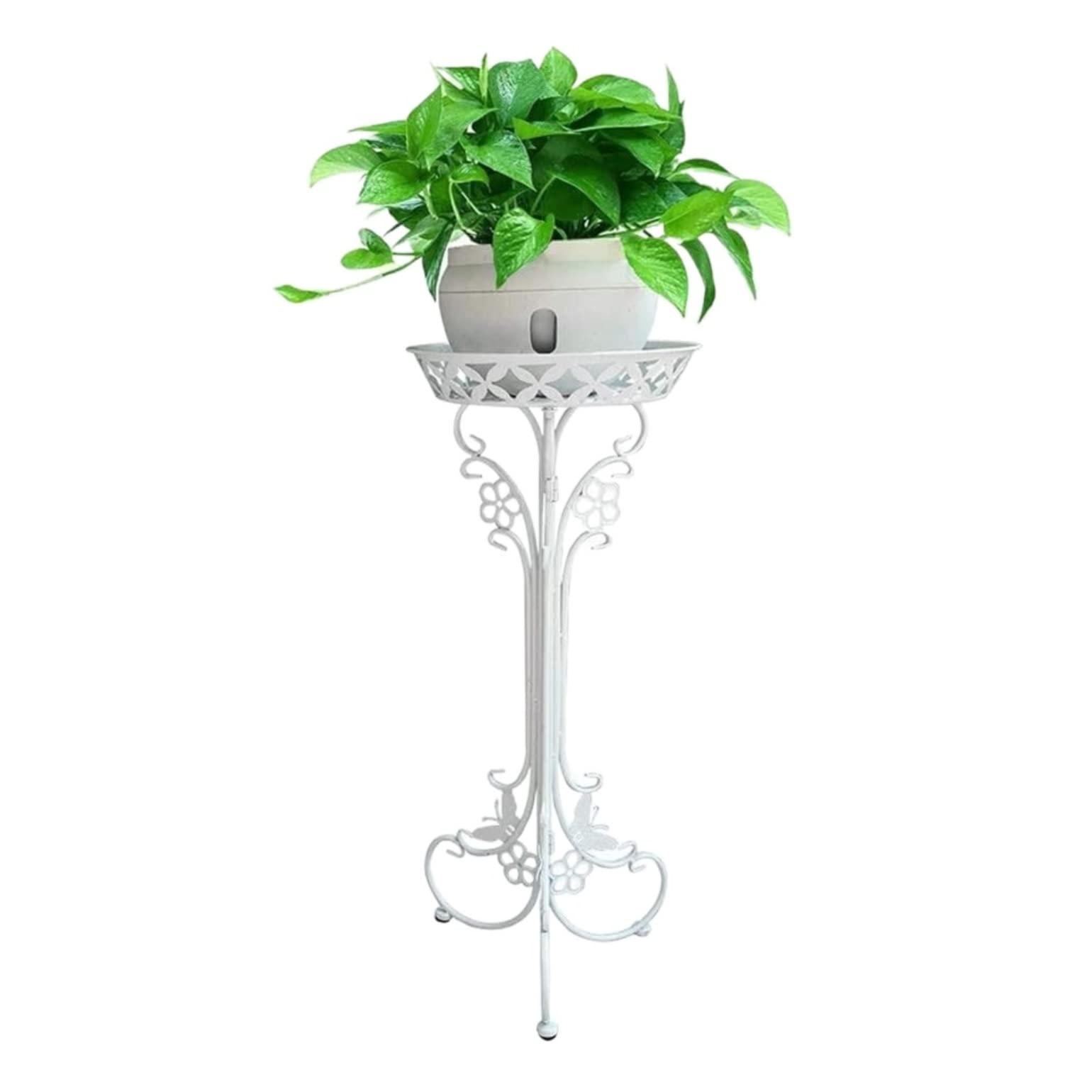 DFGHNBVC Plant Stand Plant Shelves Flower Holder Matal Flower Pot Stands Elegant Floor Shelf Indoor Outdoor Garden Patio Decorative Flower Stand Plant Shelf Plant Rack,White-32 * 76Cm