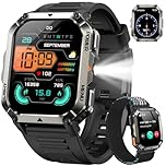 Military Smart Watch for Men(Answer/Make Calls),2.01"Fitness Watch with Compass/Flashlight/100 Days Battery/Heart Rate/SpO2/Sleep Monitor/100+ Sports/IP68 Waterproof,Outdoor Smartwatch for Android iOS