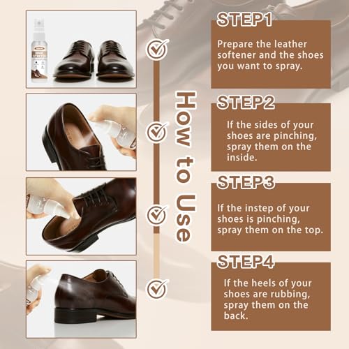 Gubuyi 100ml Assouplissant Cuir Chaussures, Spray Extensible de Chaussures, Elargisseur Chaussur, Spray D'étirement Efficace, Augmente L'élasticité des Chaussures en Cuir, pour Chaussures Larges – vue 4