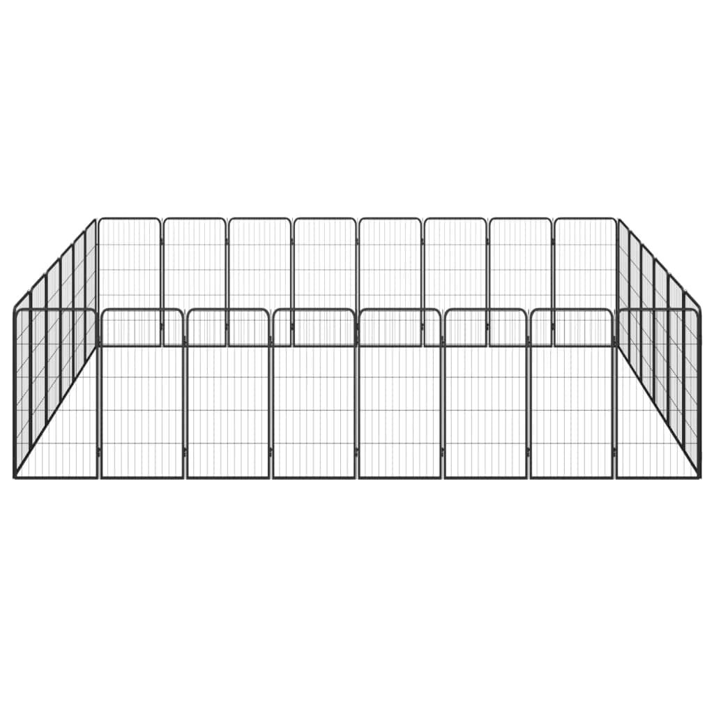CHARMMA Dog Playpen Black Powder-Coated Steel Large,Dog Kennels & Runs-3115963