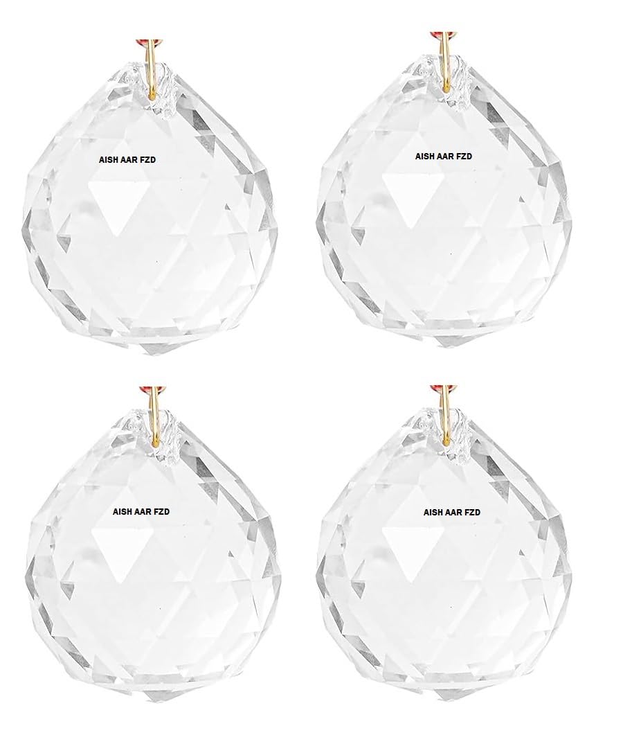 Aish Aar Fzd Feng Shui Clear Crystal Ball Sun Catcher Hanging Ball for Good Luck & Prosperity - Hanging Home Deocration & Gifting, 30 MM (Pack of 4)-image-6