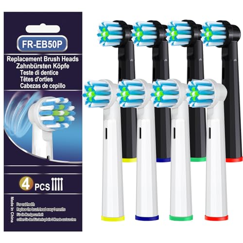 Testine di Ricambio Pro Cross Clean Action Compatibili con Spazzolino Elettrico Orale B, Testine Per Spazzolino di Ricambio Per Pulizia Straordinaria, Di Kisstta (8 Multicolor)
