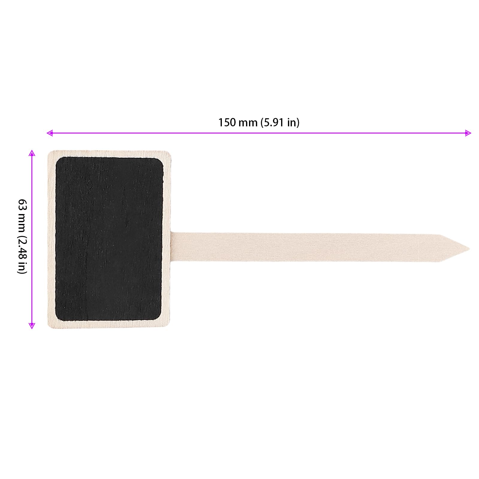 50 etichette per piante in legno da 15 x 6,3 cm, mini etichette nere per piante, a forma di T, per verdure, fiori, piante in vaso