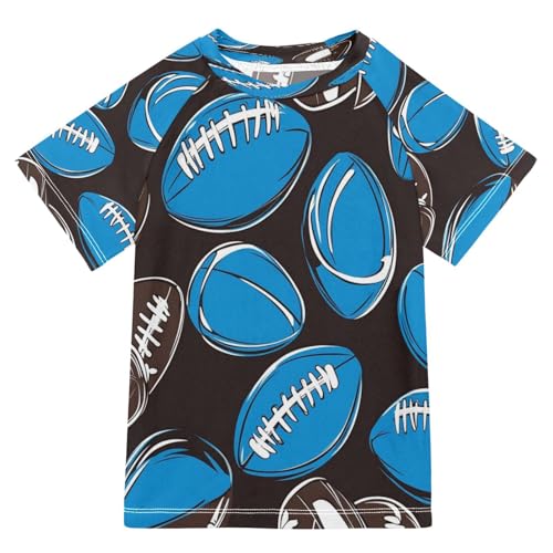 Kids Swimsuit Rugby Football Sport Blue Sunscreen T-Shirts Swimwear Sets UPF 50+
