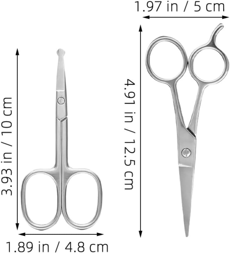 2pcs Stainless Steel Nose Hair Scissors for Eyebrows Beard