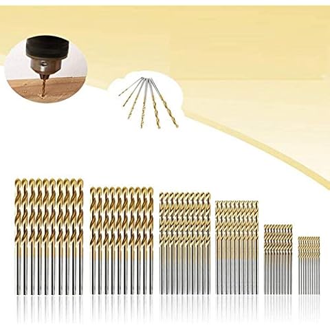 MOHOO HSS Shank Drill Bit Set 60PCS 1/1.5/2/2.5/3/3.5mm High Speed Steel Drill Bits Tools Titanium Coated for Wood Plastic and Aluminum Copper Steel Cover