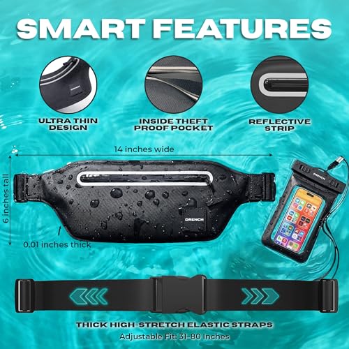Image of Drench 100% Underwater Waterproof Fanny Pack | Submersible Waterproof Phone Pouch & Waist Pack Dry Bag for Swimming, Boating, SUP & Snorkelling | Floating Belt Bag Underwater Phone Case | iPhone