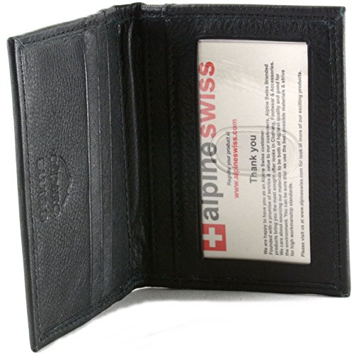 Alpine Swiss Thin Front Pocket Wallet Business Card Case 2 ID Window 6 Card Slot Black4