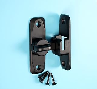 Sliding Bolt Locks,（Black） 90 Degree Heavy Duty Carbon Steel Bar Door Locks, Barn Door Lock Latch Hardware，Flip Door Locks, Screen Door Locks, Wardrobe Door Locks