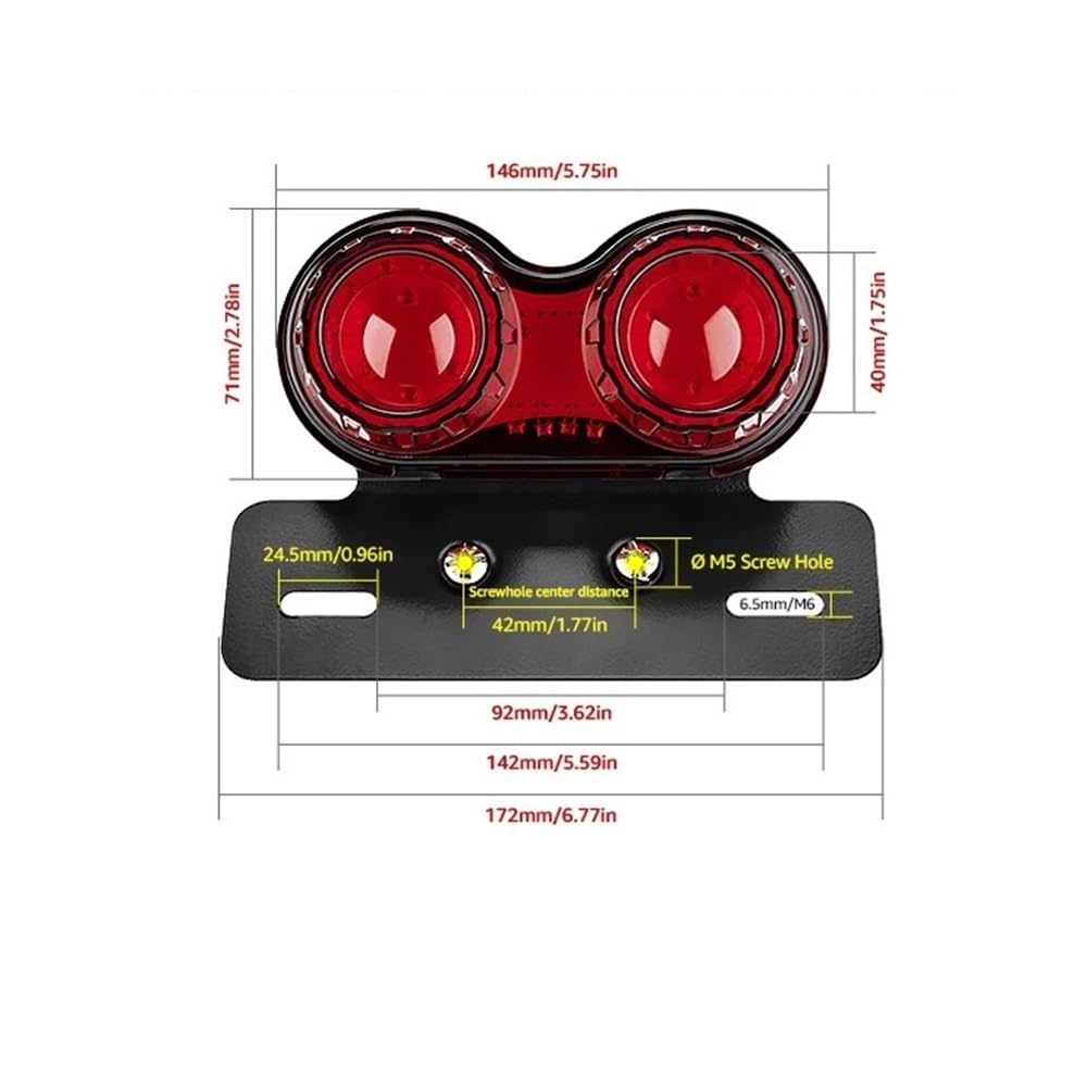 Stop Luce Posteriore Moto Fanale Posteriore per Moto A LED da 12 V, Luce di Stop Integrata, Indicatore di Direzione con Supporto per Targa, Stop Posteriore Universale