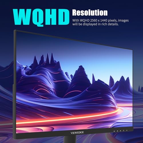 Image of Viewedge 27 Inch WQHD 2560 x 1440 PC Gaming Monitor, 165Hz /144hz 1ms IPS Computer Monitor with HDR, 120% sRGB Bluelight Filter,Wall Mounted and 2HDMI &1DP Port
