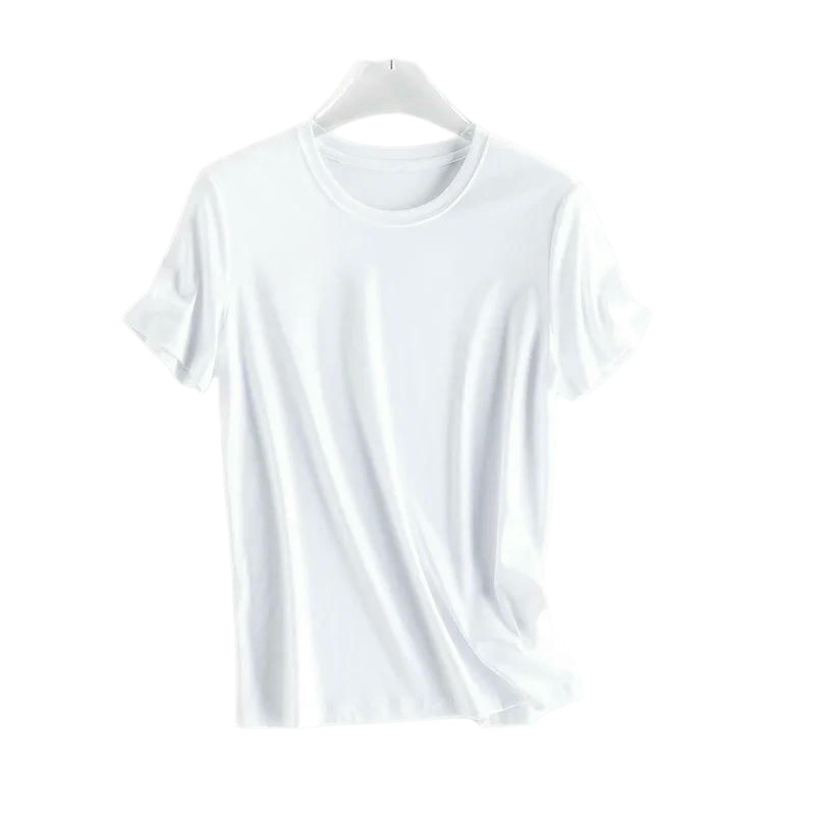 T-shirt femme soie coton mercerisé blanc XL haut à manches courtes sensation soyeuse