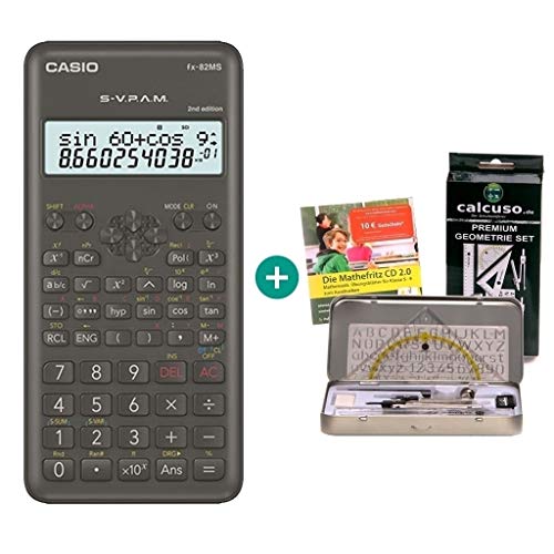 Casio FX-82MS 2 + Mathefritz CD de aprendizaje CALCUSO (alemán) + Kit de geometría de Calcuso