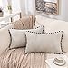 MIULEE 2 Piezas Funda Cojines Corduroy con Pomones Fundas de Almohada Decorativa de Terciopelo Cojines Decoracion Moderno Suave para Sofá Silla Cama Dormitorio Salon Habitacion 30 x 50 cm Gris Claro
