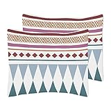 Boho Chic Bohemian Set of 2 Pillow Cases Standard Queen Pillowcase Sham Cover Set For Bed Teal Blue...