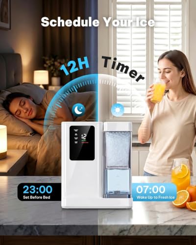 Image of Silonn Nugget Ice Maker Countertop, 3L Detachable Water Tank & 44Lbs /Day, Self-Cleaning Pebble Ice Machine with Smart Timer, Premium Chewable Sonic Ice for Home Bar & Office, White