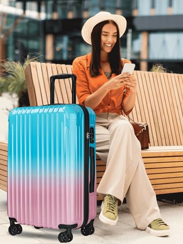 Image of Large Checked Luggage Hardside Suitcase with Spinner Wheels, 27in