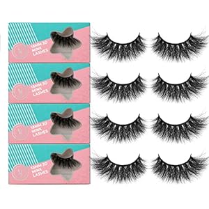 SY LASHES 18mm Mink Lashes 3D Real Mink Lashes Cat Eye Fluffy Cross False Eyelashes Wispy Soft Reusable Luxury Volume 5D Fake Eyelashes (Star02, 4 Pairs)