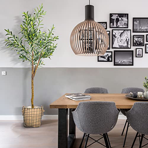 Aphighjoy Artificial Tree Olive Tree Fake Plants Home Decor Silk Tree With Planter Large Faux Olive Branches And Fruits For Home Decor Modern Balcony Corner Office Living Room Decor (5 Ft-1 Pack) #TOP5