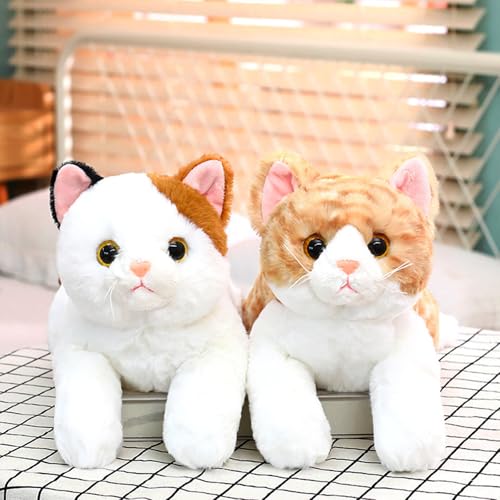 Image of PEACH CAT Calico Cat Plush Cute Kitten Stuffed Animal Soft Plushies Toy Pillow Gifts for Kids Black and Yellow 17.7 inch