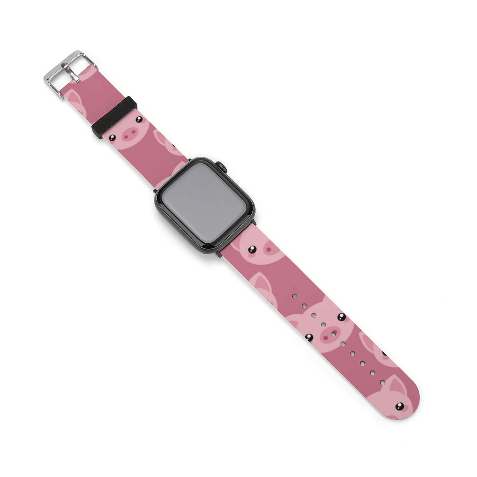Pig Face Print Watch Strap Replacement Silicone Band Compatible For Apple Iwatch 38-40mm Or 42-44mm