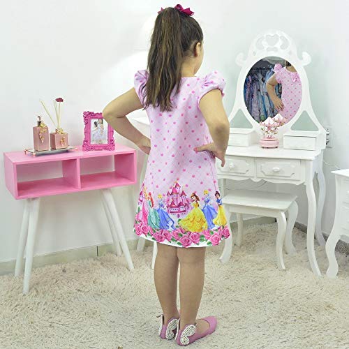 Vestido Princesas da Disney - Tubinho trapézio Rosa